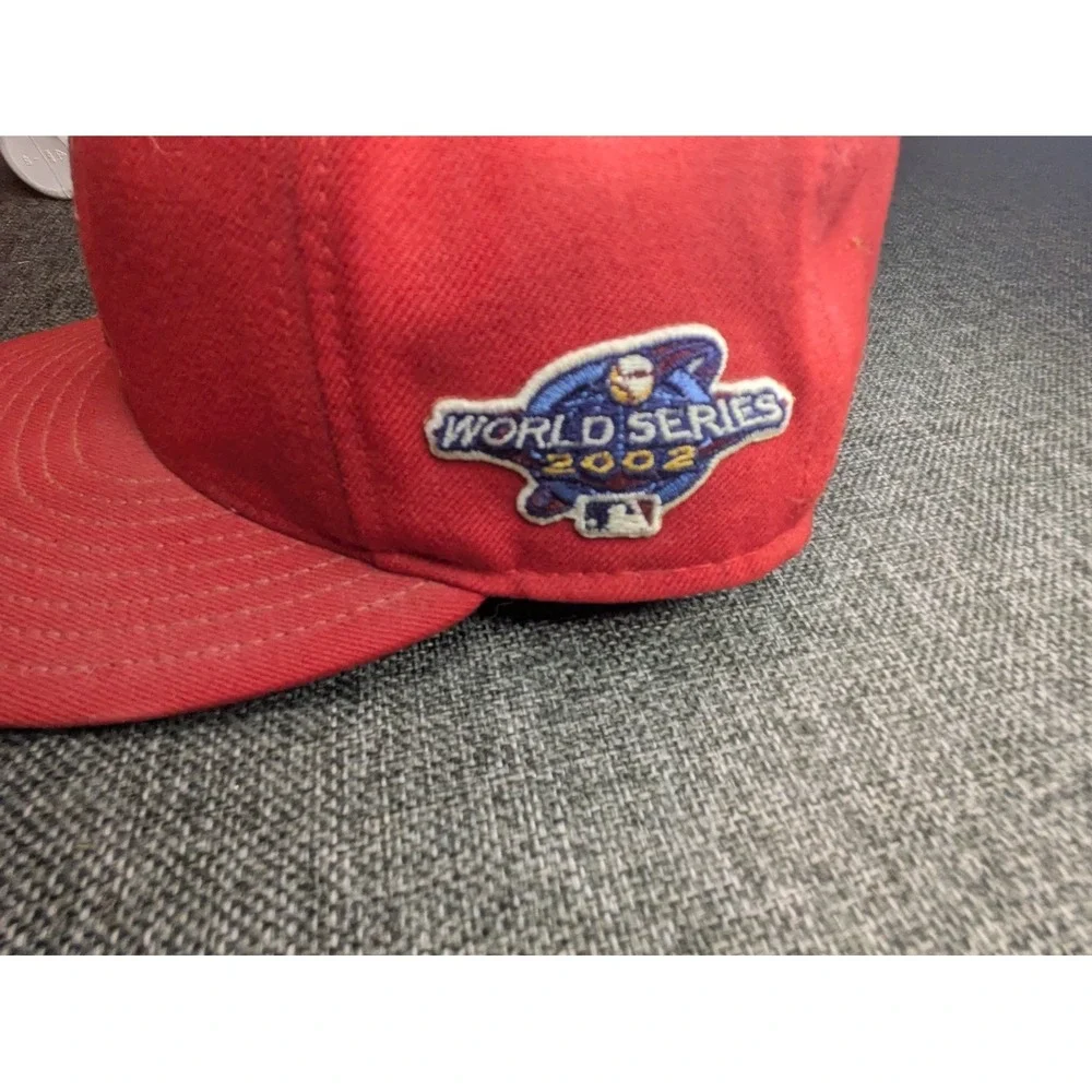 Vintage Anaheim Angels 2002 World Series New Era 59FIFTY Fitted Hat 7 1/8 Red